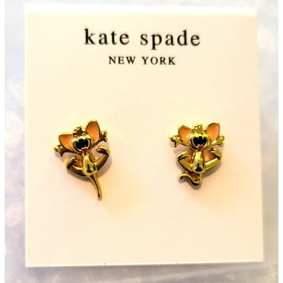 Kate Spade Screaming Mouse Earrings Tom and Jerry Fun Stud Jewelry JJ3339 - Picture 3 of 4